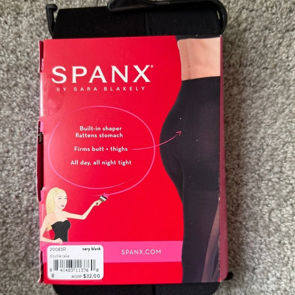 NWT SPANX‎ Double Take Tights B Very Black Patterned Leg All Day Shaping